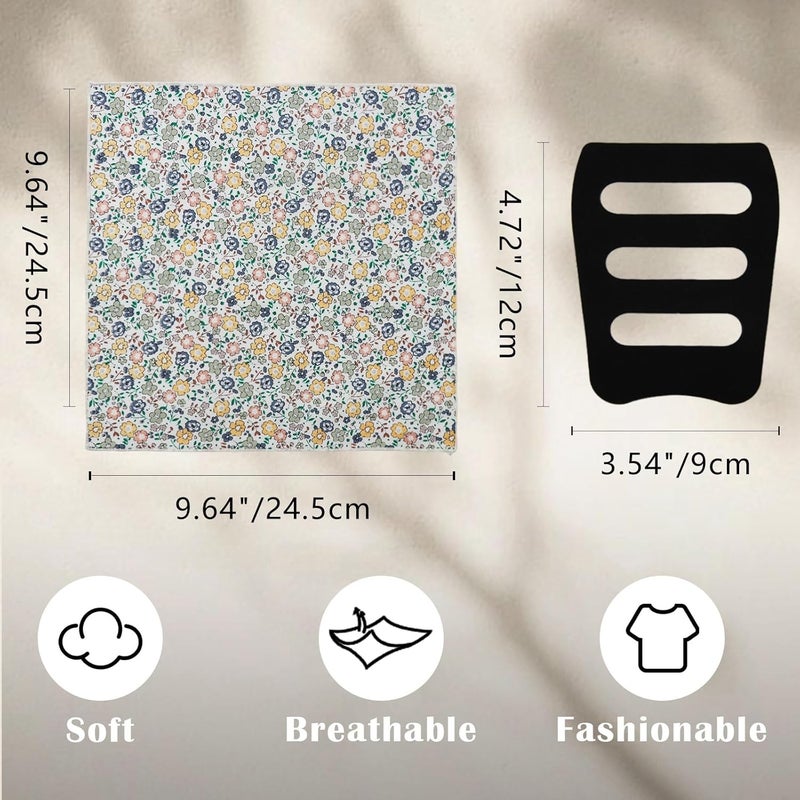 GHTIYLP Store Floral Cotton Pocket Squares for Men with Pocket Square Holder Flower Men's Handkerchiefs for Wedding Groom Casual - Image 4